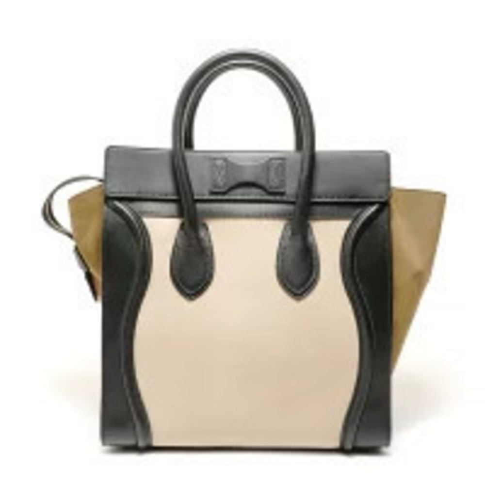 Celine Luggage Tote Suede Leather Handbag Multicolor
